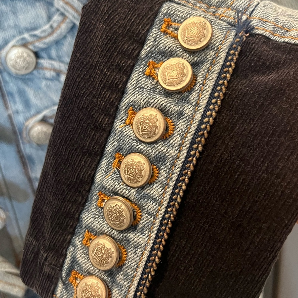 Free People Blue Denim Jacket with Dark Trim - Picture 8 of 10